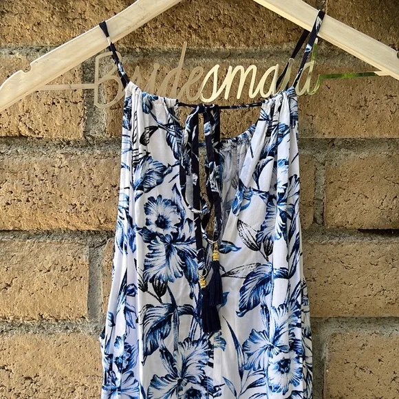 Tommy Bahama White and Blue Floral Maxi Dress - Picture 1 of 8